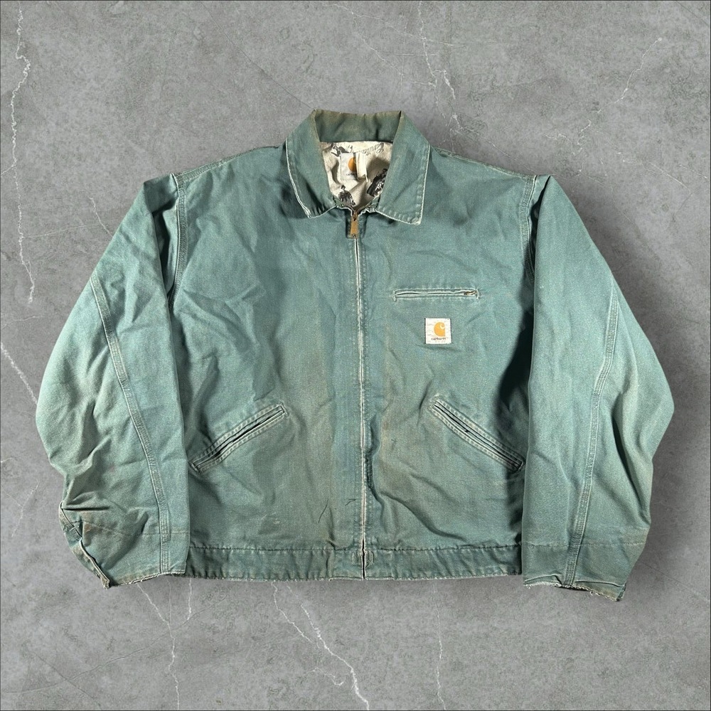 Carhartt‎ Detroit Jacket Mens 2XL Green Full Zip JS1235 Workwear Vintage Spruce
